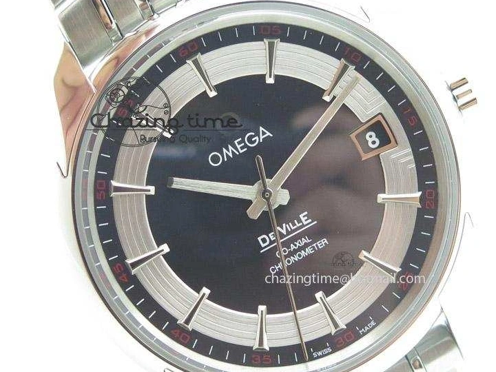 0401 De Ville Hour Vision Co-Axial 41mm SS V6F Best Edition Black Dial On SS Bracelet A BestValue 8277